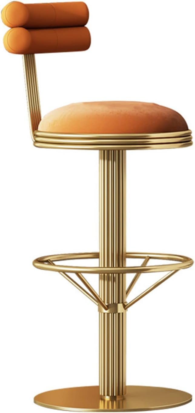 LXHLHWXF Italian Bar Stool, 304 Stainless Steel Gold-Plated Counter Stool, Seat Height 75 cm Kitchen Island Dining Room Chair, 44 cm Chassis, Round Footrest...