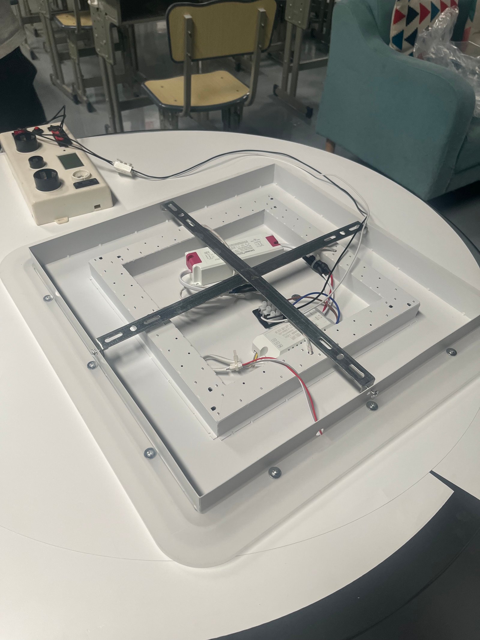 AHUJA INTERNATIONAL Triangle Shape Hanging Profile Light LED Chandelier Ceiling Light Fixture for Gym, Store, Bar, Office, Café -Black Body 600 MM 45 W (Triangle Warm White 600 MM)