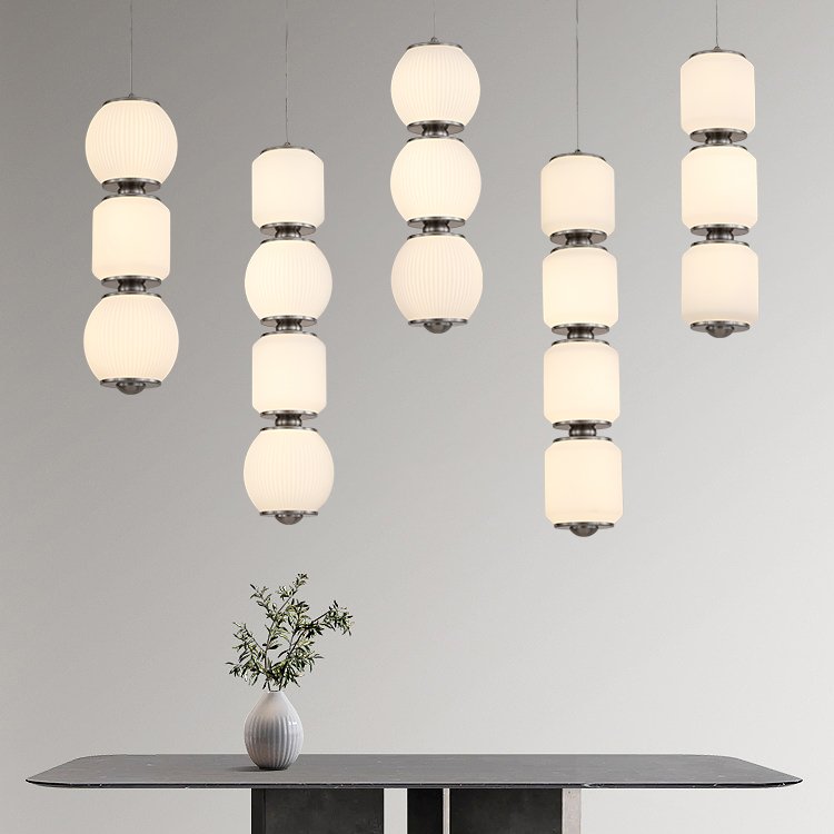 Chandelier Pendant Light, Retro Industrial Style Nordic Glass Hanging Ceiling Creative Bar Counter Decoration Restaurant Rustic Lighting, Frosty Globe